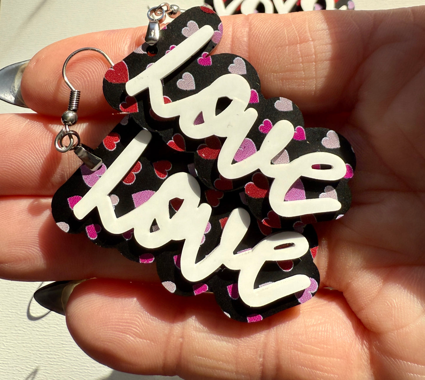 Valentines Word Earrings