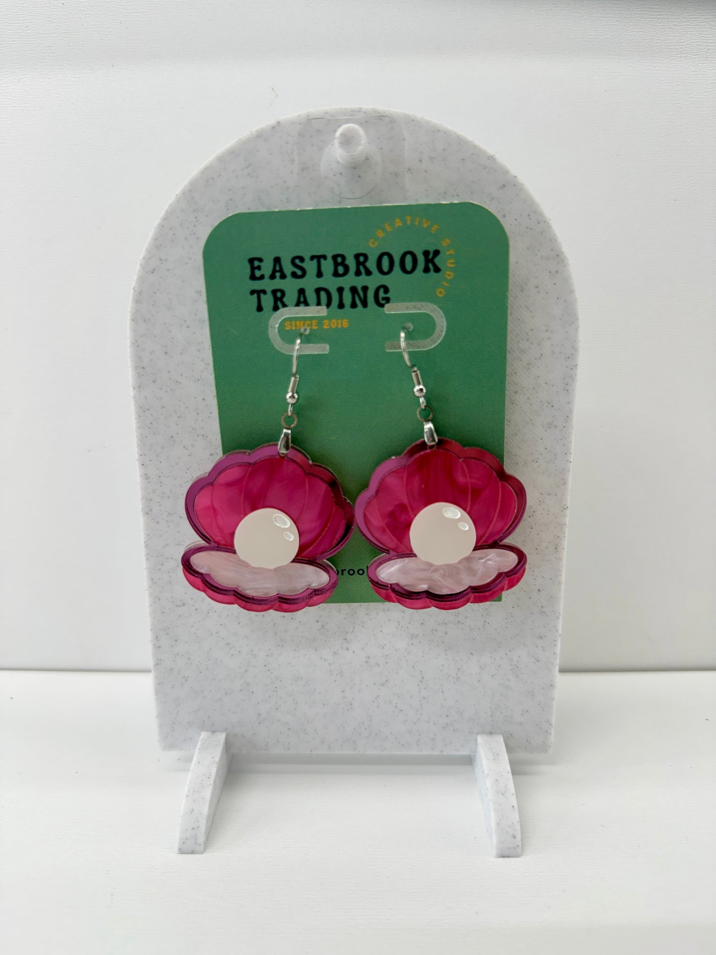 Clam Shell with Pearl Earrings