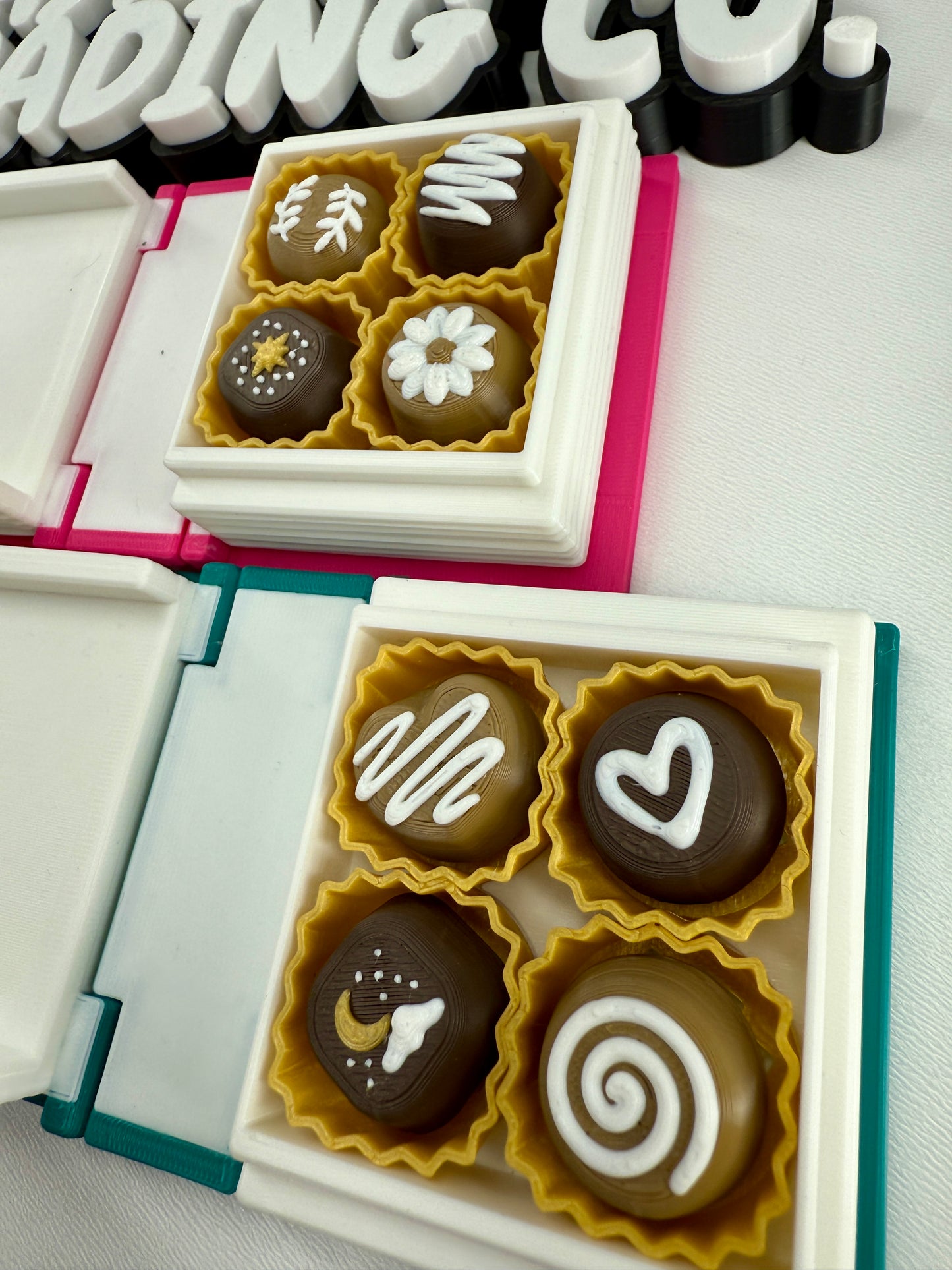 Book full of chocolate clickers