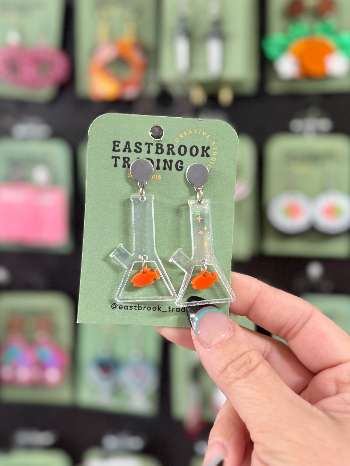 Fish in a Beaker Earrings