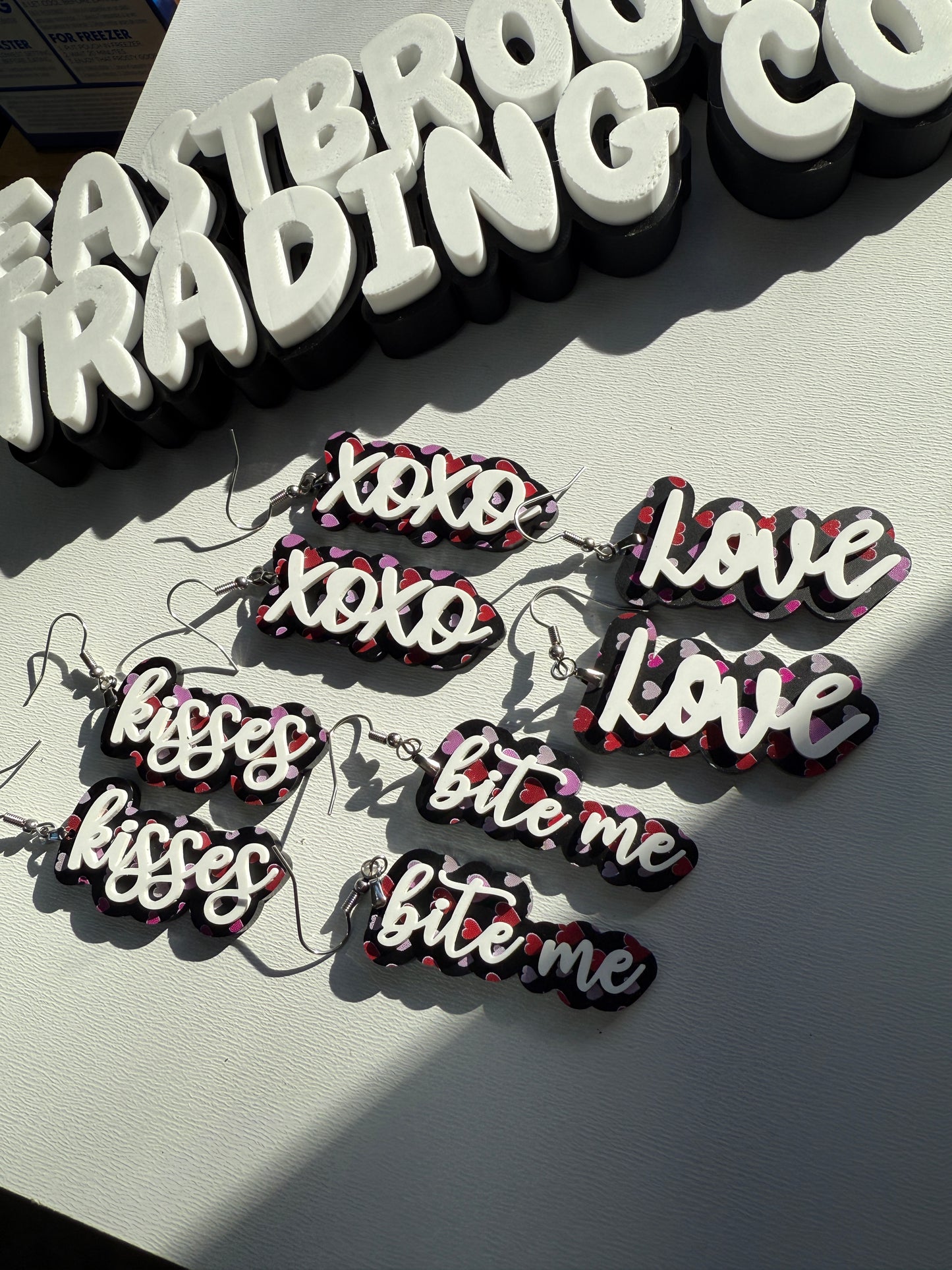 Valentines Word Earrings