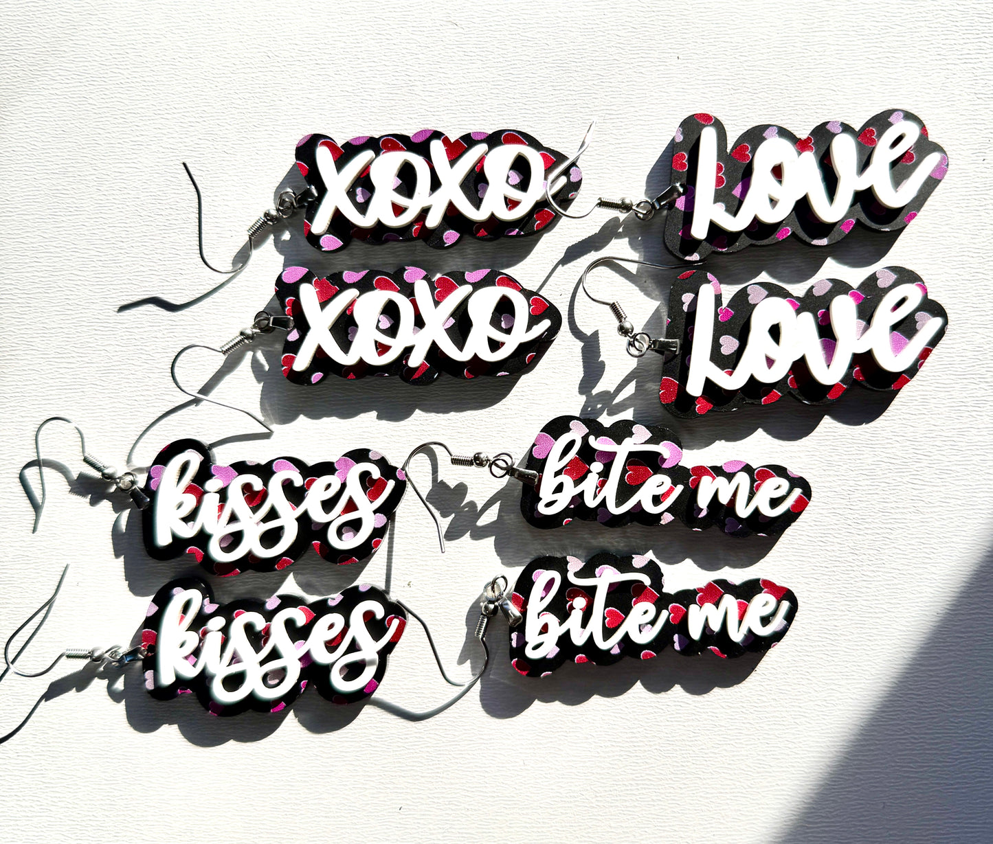 Valentines Word Earrings