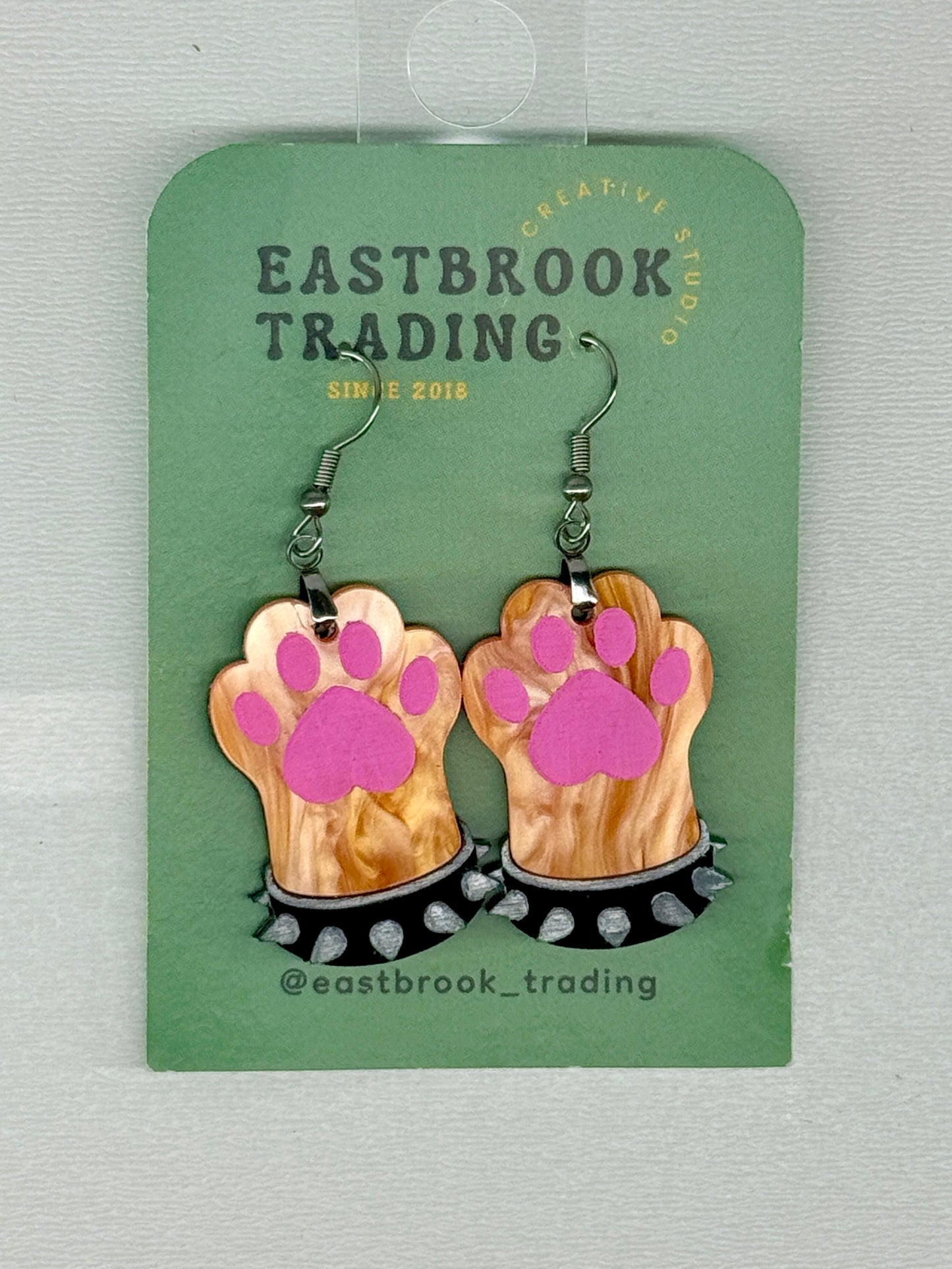 Orange Cat Paw Earrings