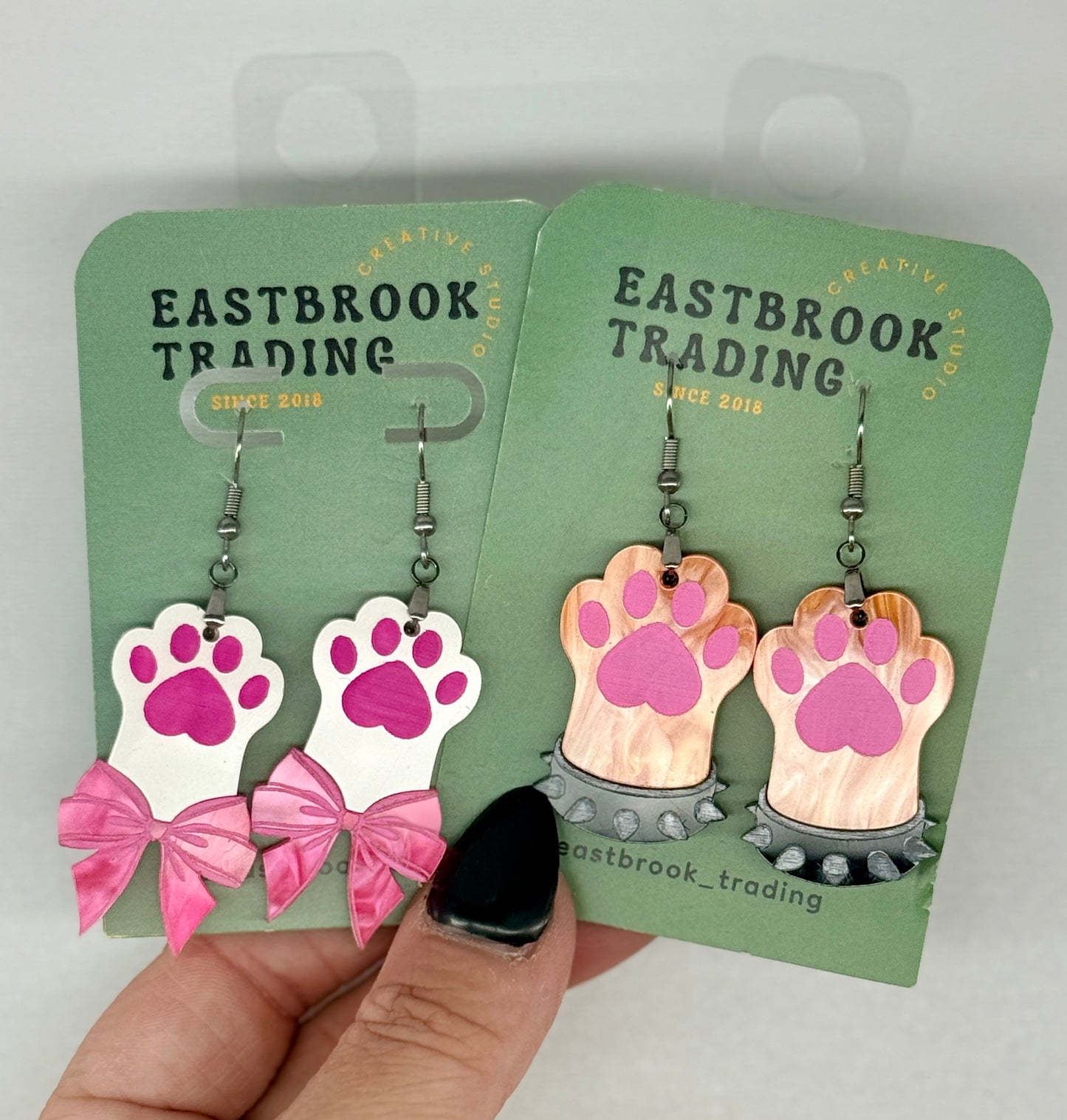 Orange Cat Paw Earrings