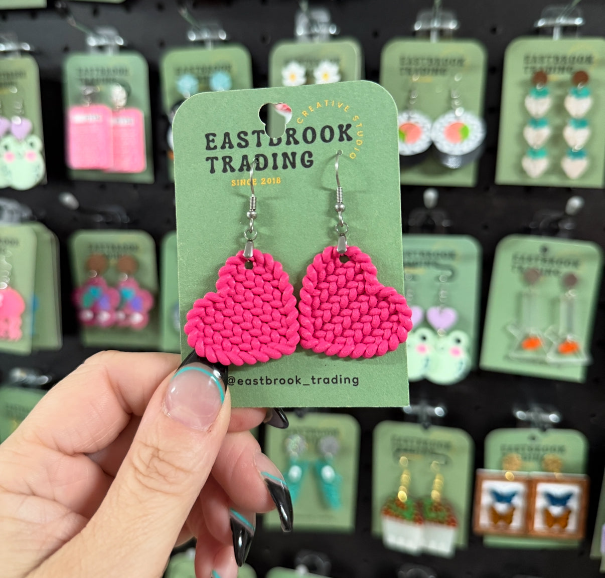 Knitted Heart Earrings