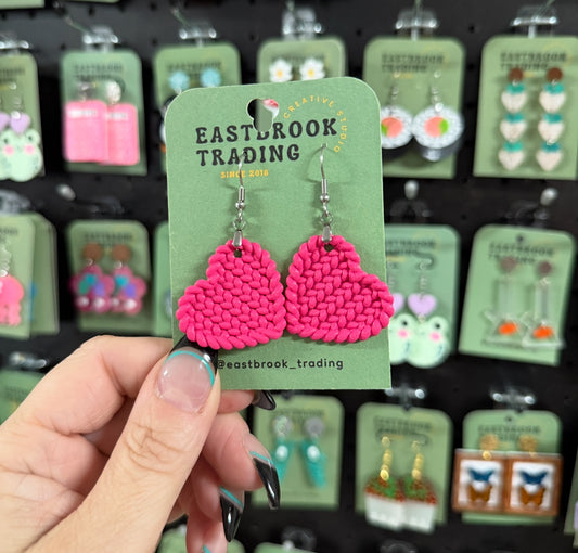 Knitted Heart Earrings