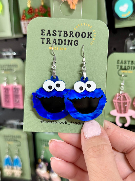 Blue monster earrings