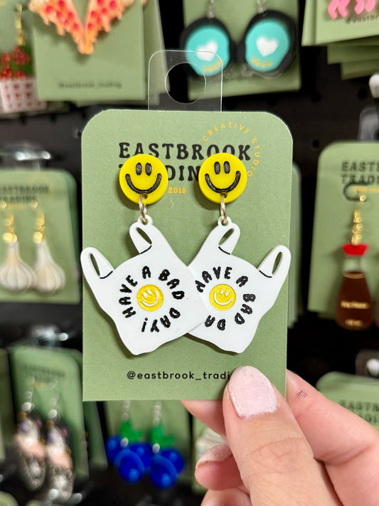 Bad day shopping bag earrings