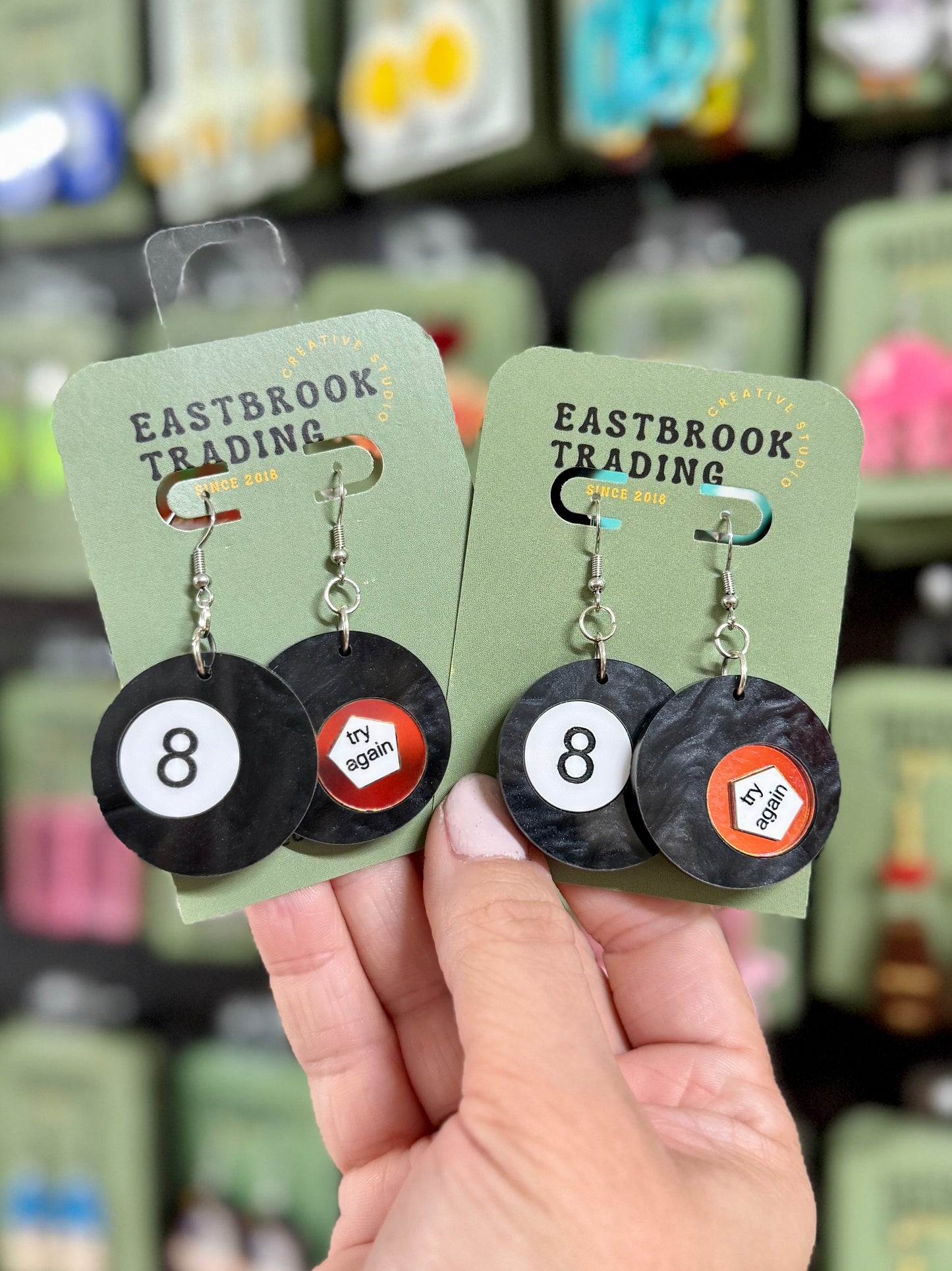 Magic 8-ball earrings