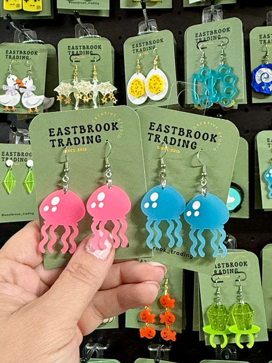 Glow in the dark jelly fish earrings
