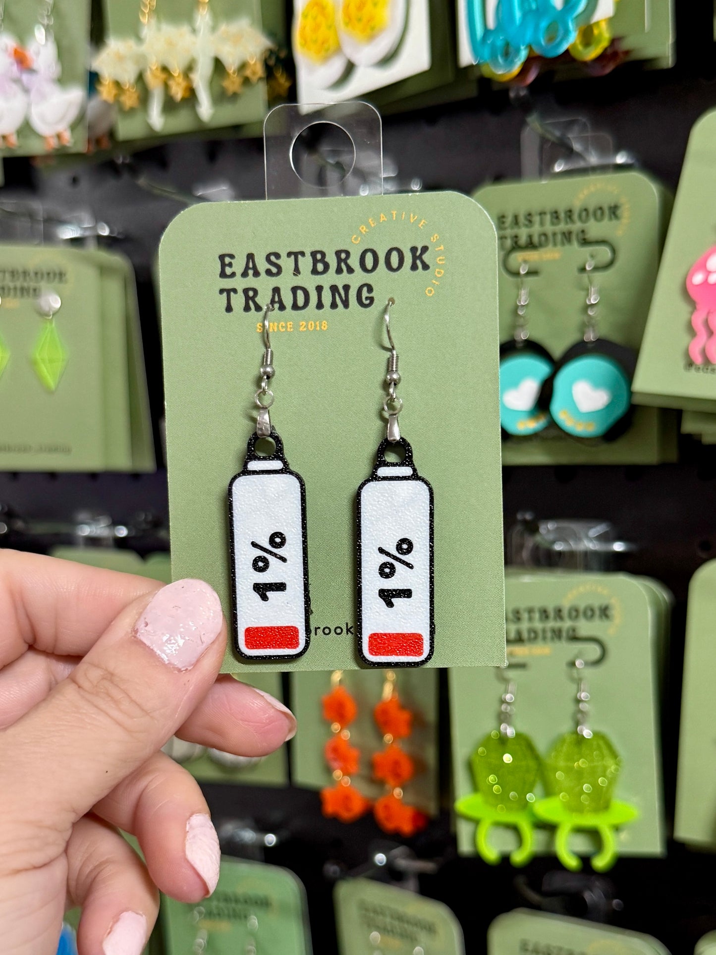 Low battery (1%) earrings