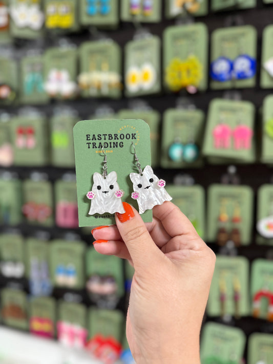 Cute cat ghost earrings