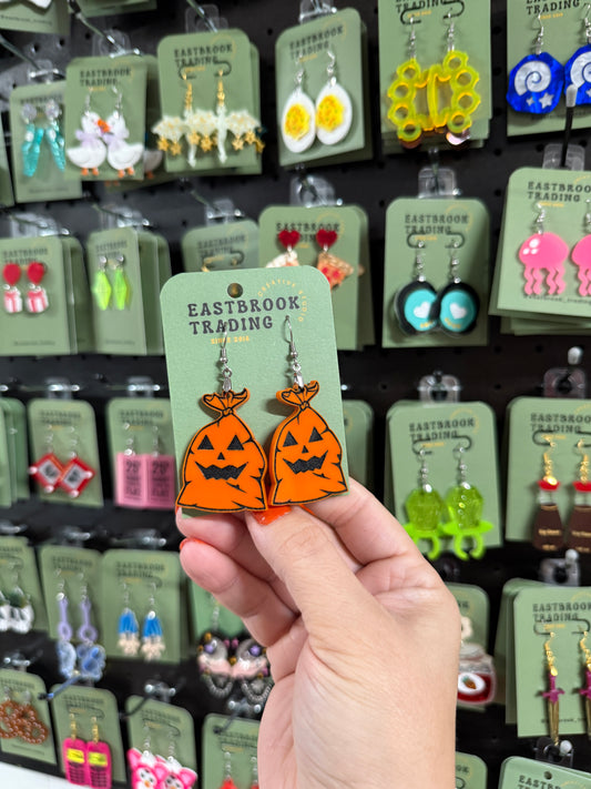 Halloween Leaf bag earrings