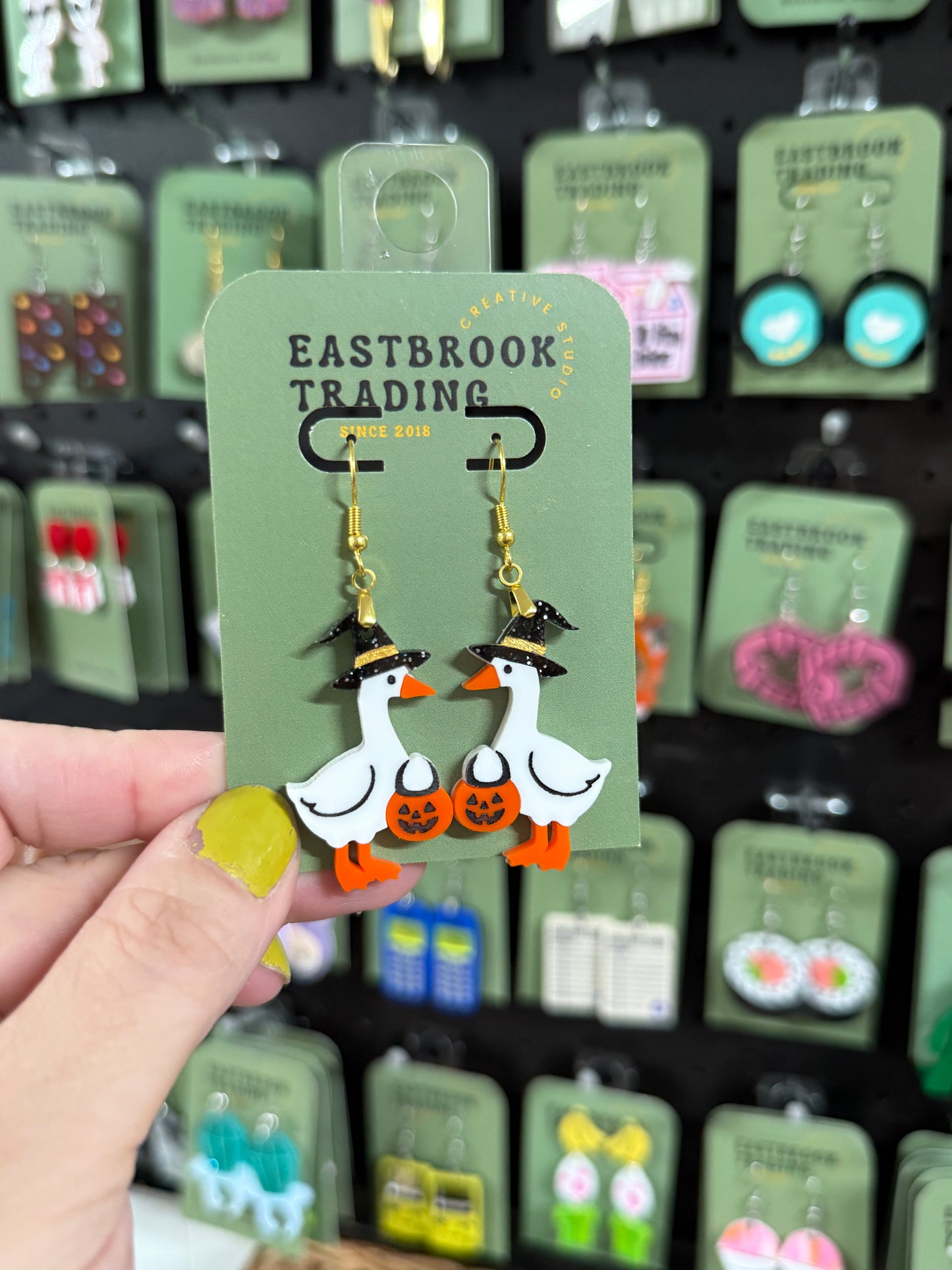 Trick or Treating Goose Earrings