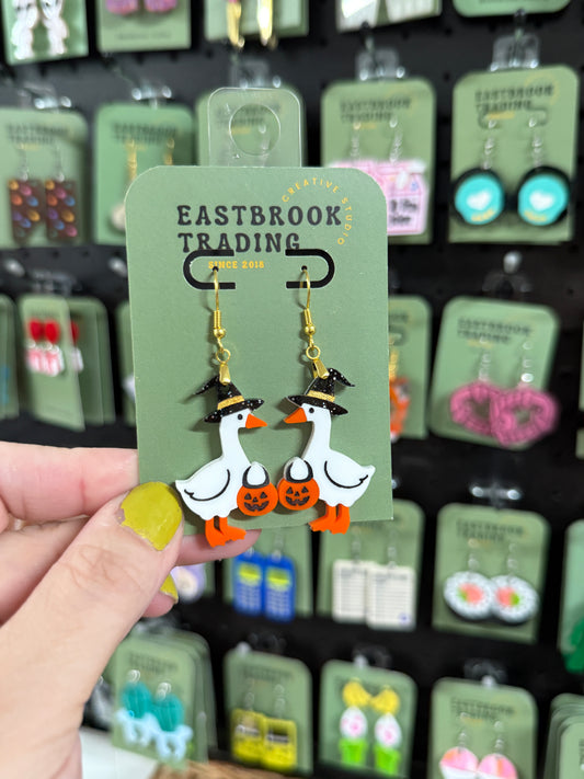 Trick or Treating Goose Earrings