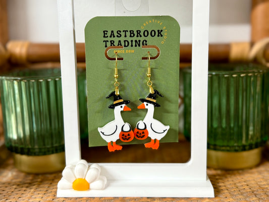 Trick or Treating Goose Earrings