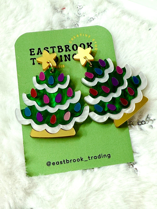 Ceramic Christmas Tree Earrings