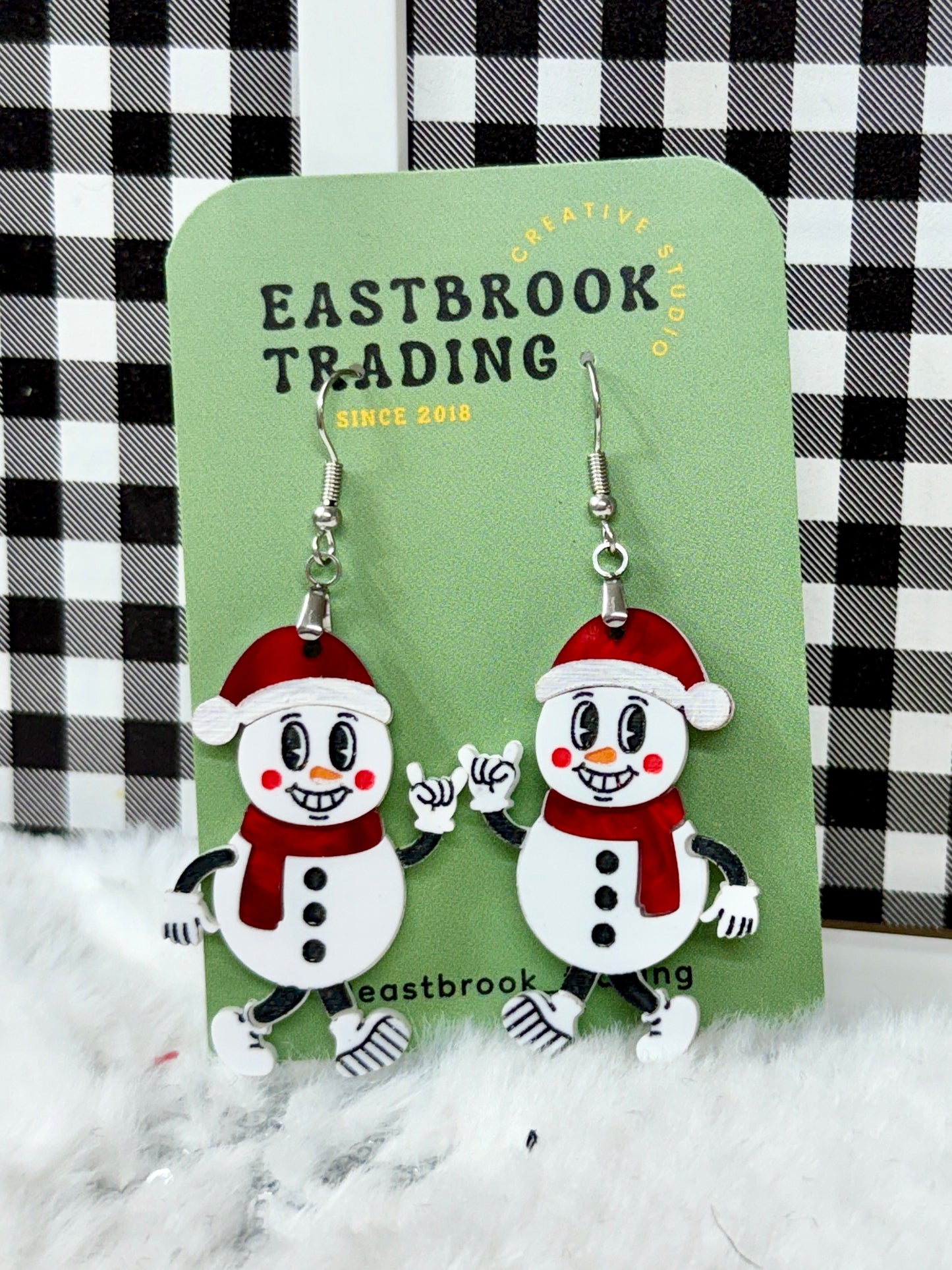 Retro Snowman Earrings
