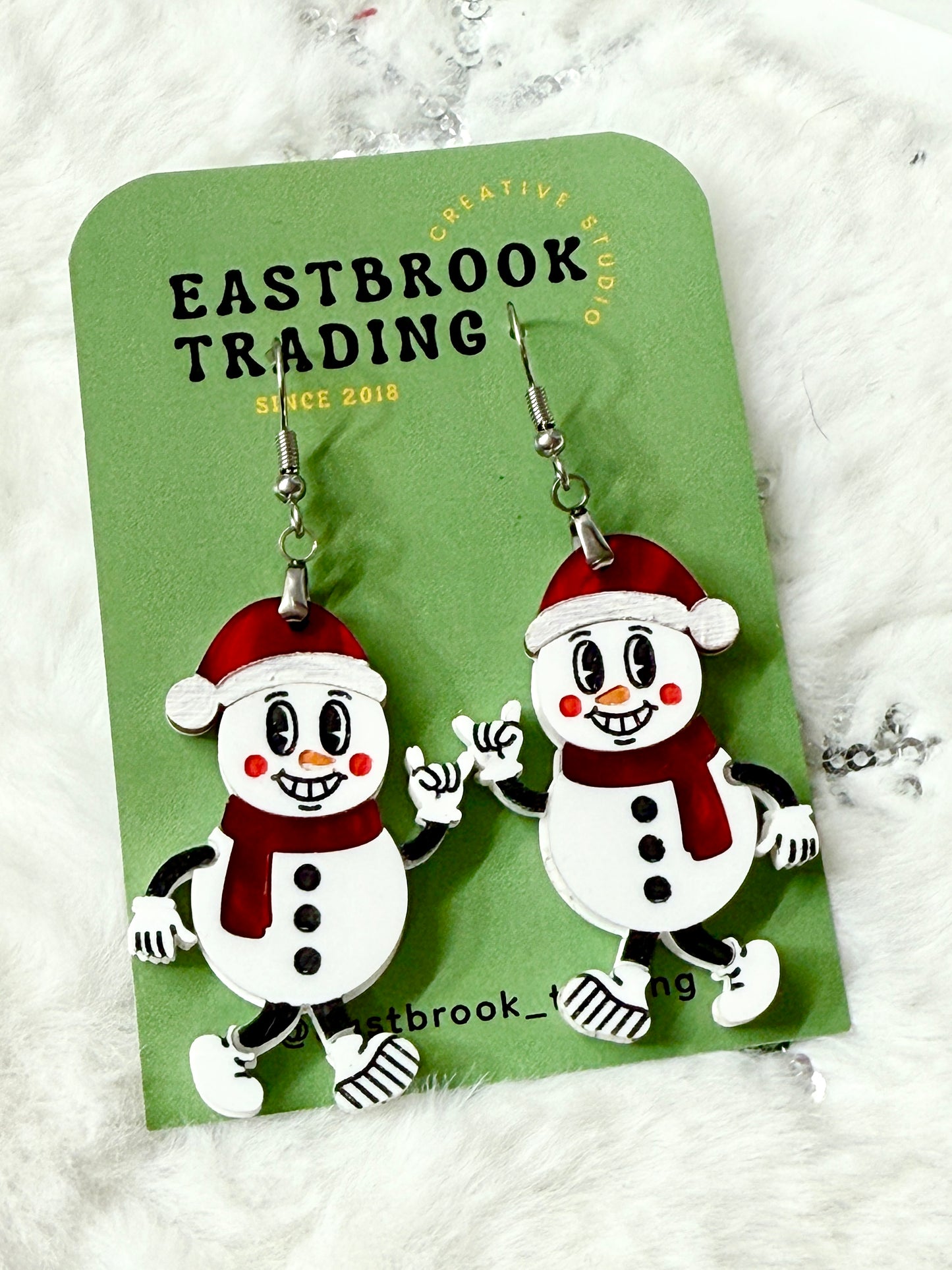 Retro Snowman Earrings