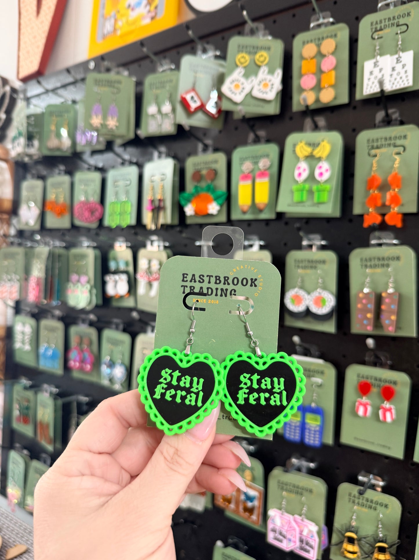 Stay Feral Heart Earrings